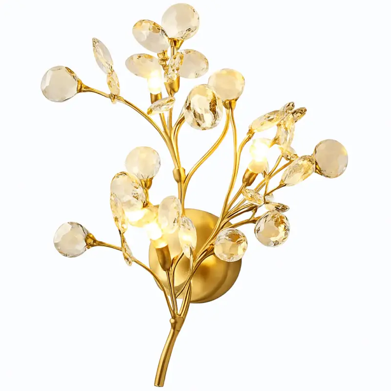 Romantic clear crystal wall light with flower branches Soldes