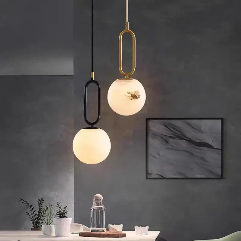 Promotion Adjustable decorative brass and natural marble led pendant lamp