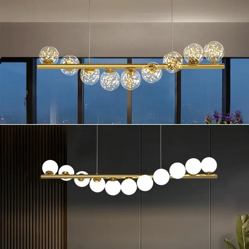 Satisfait Ou Remboursé Nordic gold long glass ball chandelier for bar