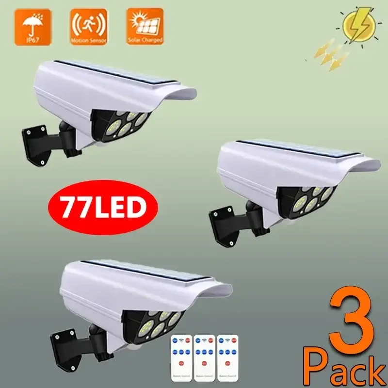 Outdoor solar security light motion sensor floodlight 77led waterproof Seulement Aujourd'hui
