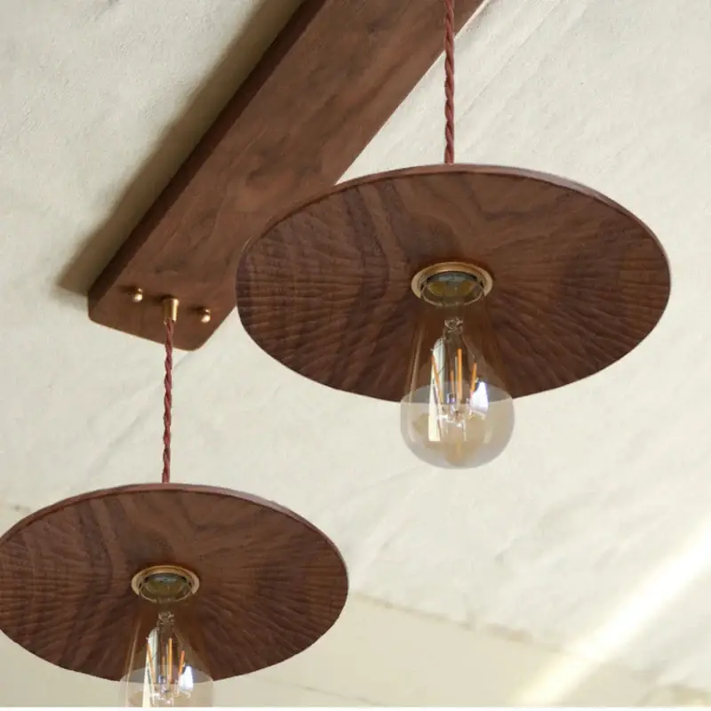 Nordic hand-carved black walnut pendant light Vente Flash