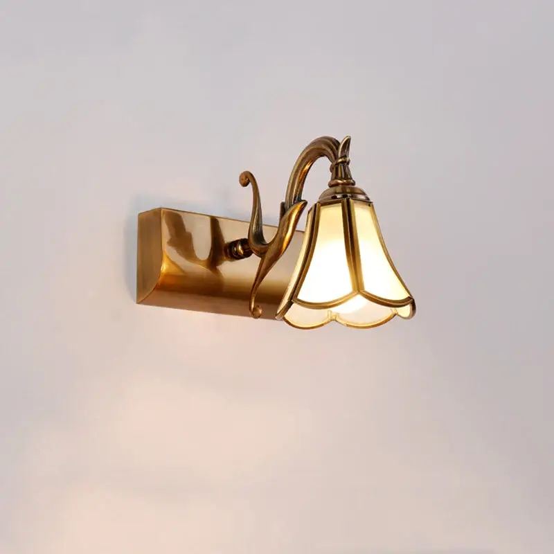 Single head retro bronze glass mirror wall light Prix Réduit