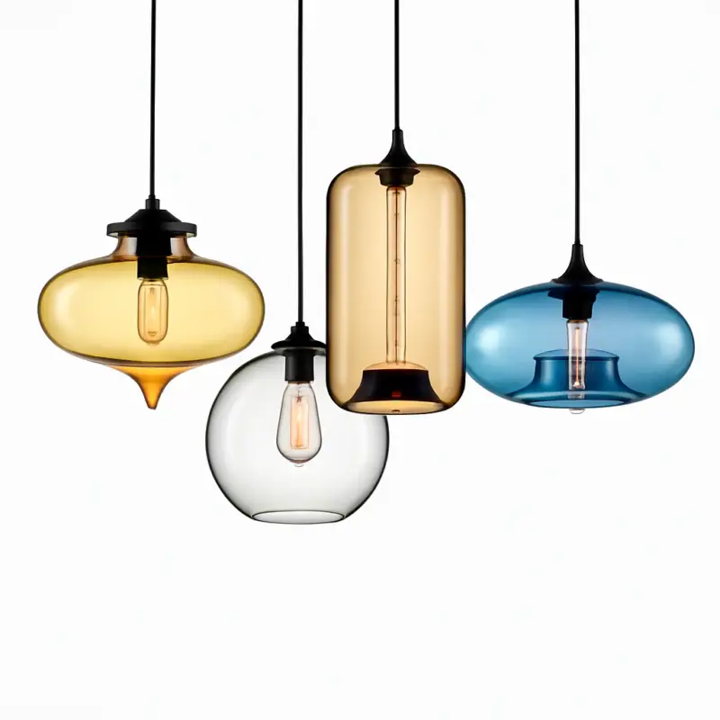 Modern loft pendant light in multicoloured vintage glass Vente Flash