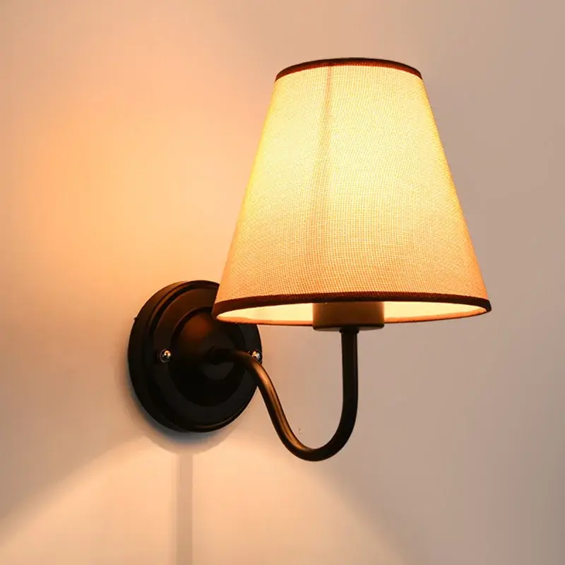 Acheter Direct American retro fabric wall light with european led lampshade