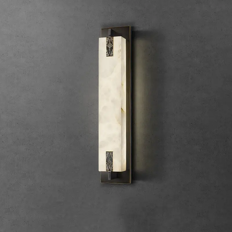Neo-chinese style led brass and marble wall light Livraison Express