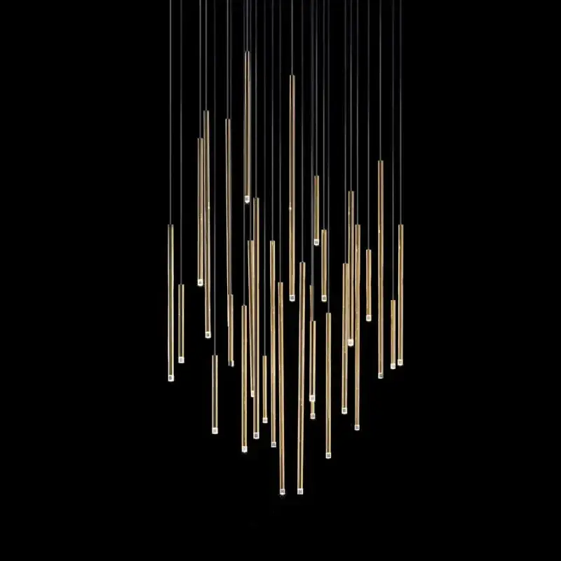 Prix Promo Minimalist postmodern metal led double loft chandelier indoor lighting