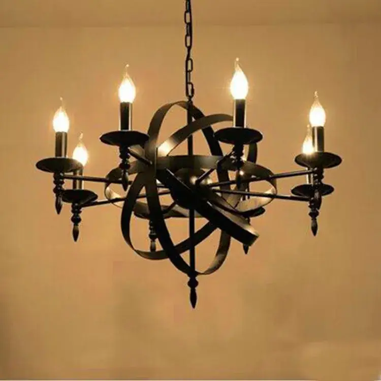 Seulement Aujourd'hui Retro industrial iron globe chandelier loft style