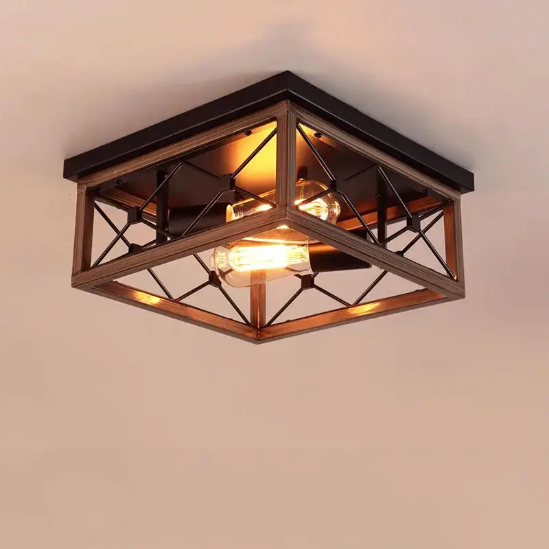 Certifié American retro square ceiling light decorative fixture
