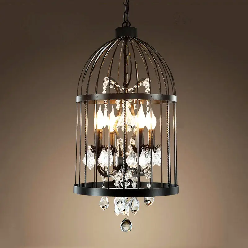 Réduction Vintage crystal bird cage chandelier for bar or restaurant