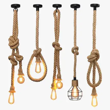 Offre Spéciale Vintage industrial loft pendant lamp with rope