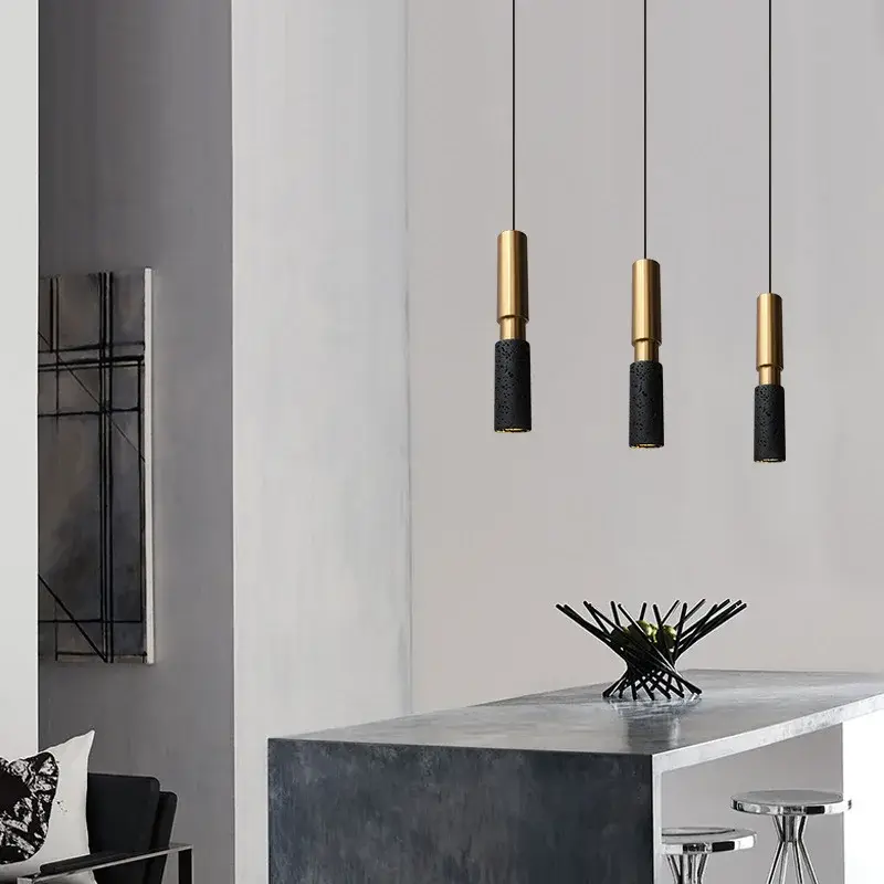 Prix Promo Adjustable stone pendant light with bulb cord