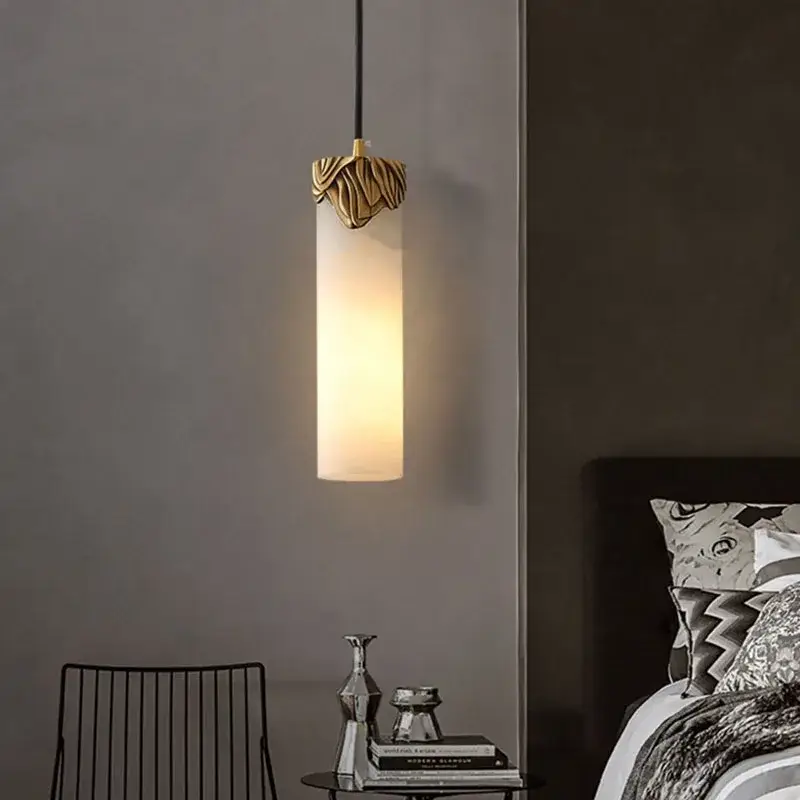 Natural marble and brass copper pendant light Meilleure Vente