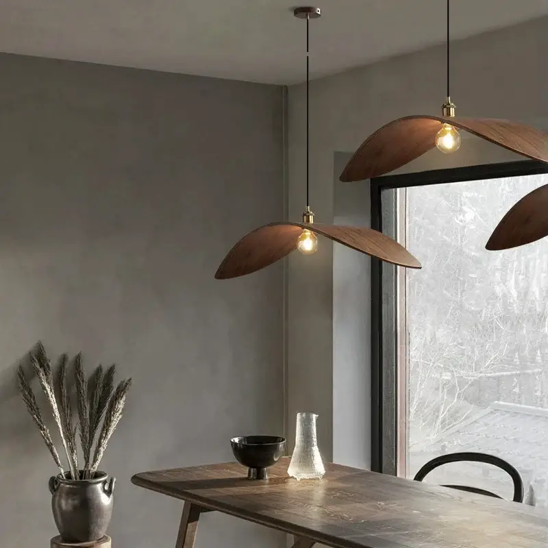 Nouvelle Collection Wabi sabi wood chandelier with led for loft and stairs