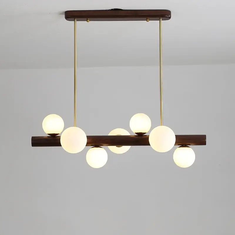 Prix Réduit Modern walnut rubber wood chandelier minimalist decor