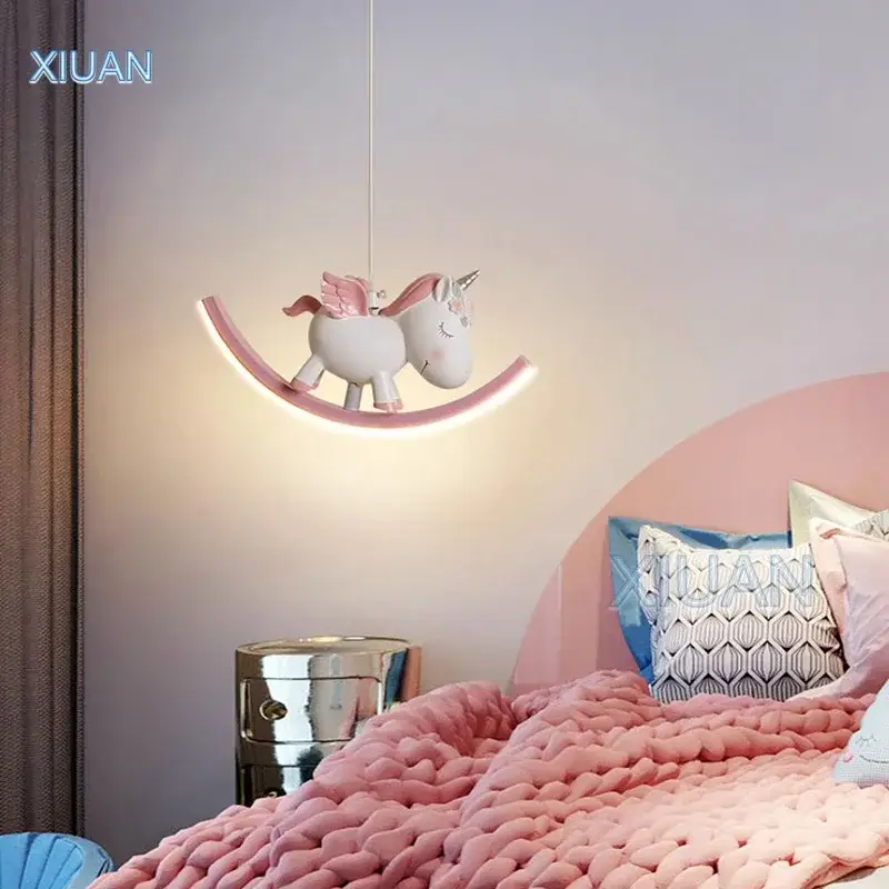 Pas Cher Creative unicorn, elephant and bear pendant light for children