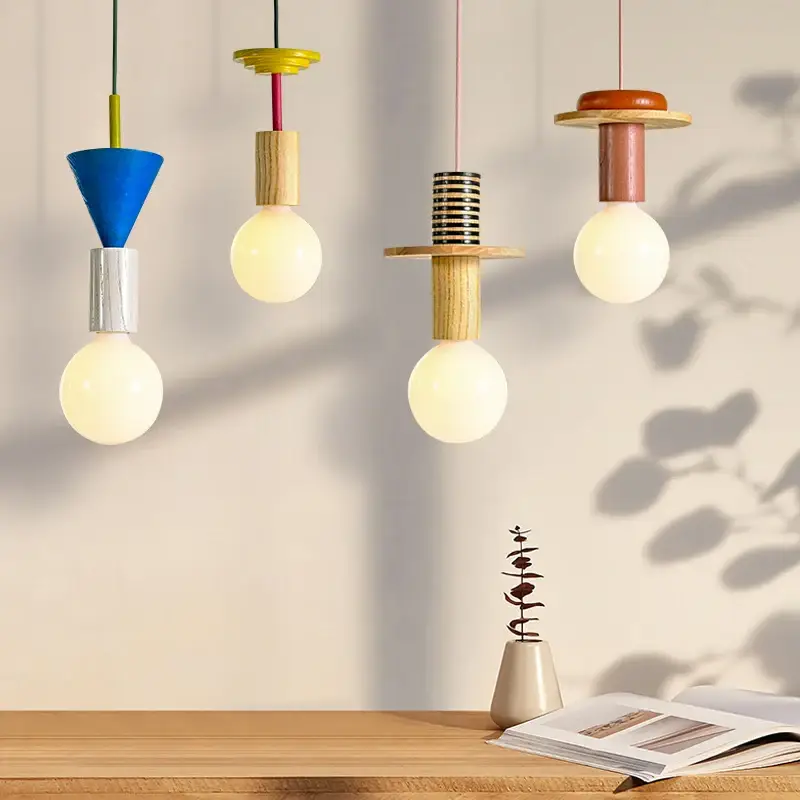 Modern wooden chandelier with led for home Achat Immédiat