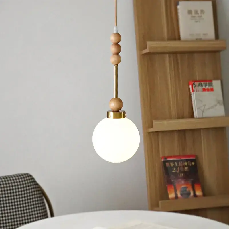 Offre Du Jour Vintage glass and wood led pendant light