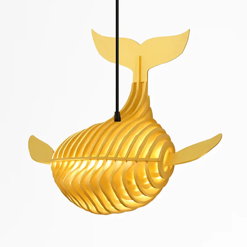 Soldes Modern wooden whale art pendant light for restaurant