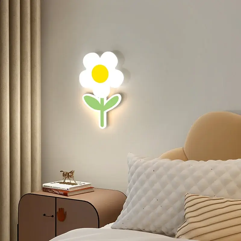 Solde Children's flower led wall light with remote control