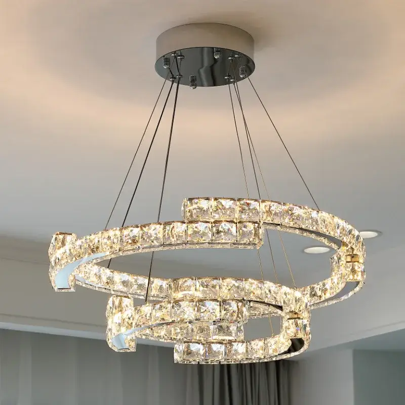 Offre Exclusive Modern luxury k9 crystal led chandelier in dining room, nordic livi...