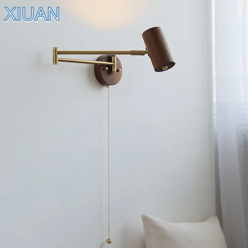 Wabi-sabi style long swing arm wall light with switch Offre Exclusive