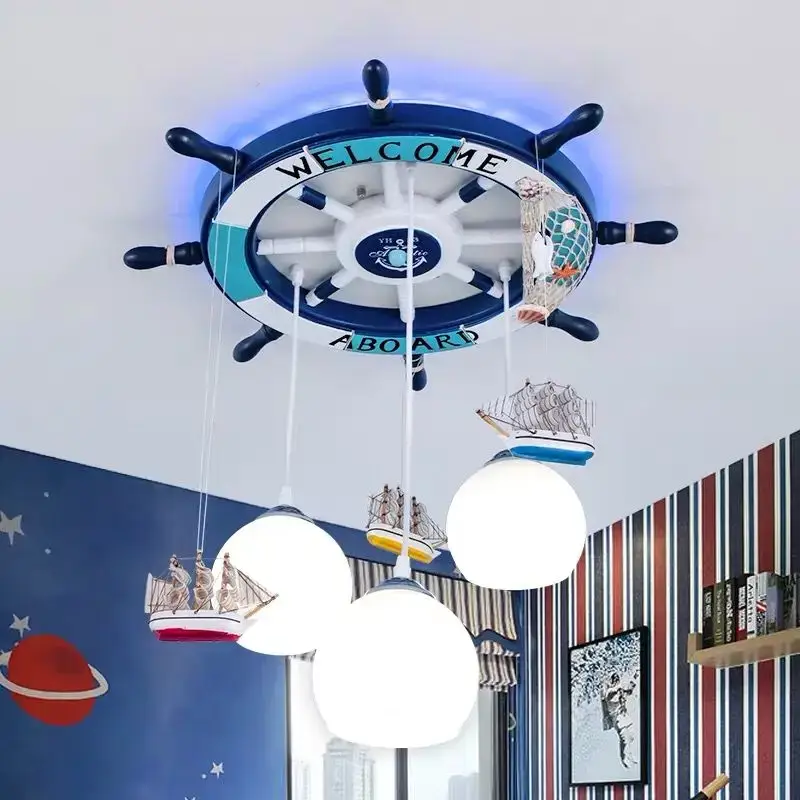 Mediterranean rudder chandelier with rgb backlight for children Meilleur Prix