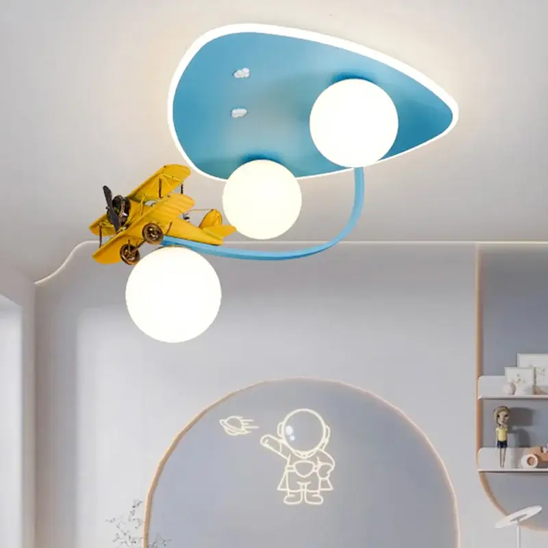 Cartoon yellow airplane ceiling lamps children's room chandelie... Offre Spéciale