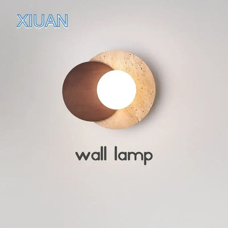 Japanese style wabi-sabi round wall lamps for living room bedside a... Retour Gratuit