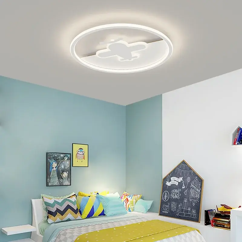 Scandinavian round ceiling light with airplane and cloud motif for ... Produit De Marque