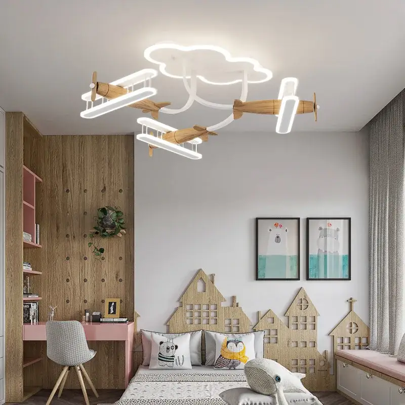 Children's cartoon airplane chandelier with remote control Acheter Direct