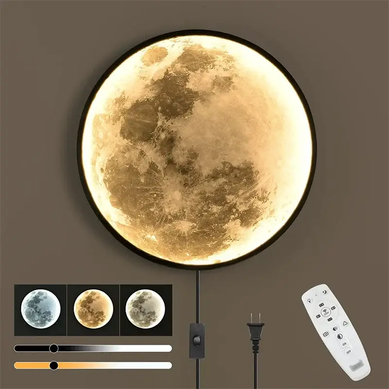 Modern moon wall light with dimmer and led remote control Must-Have