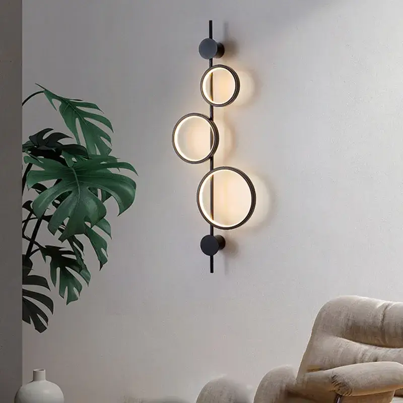 Minimalist nordic wall light with 3 art deco metal rings Commande En Gros