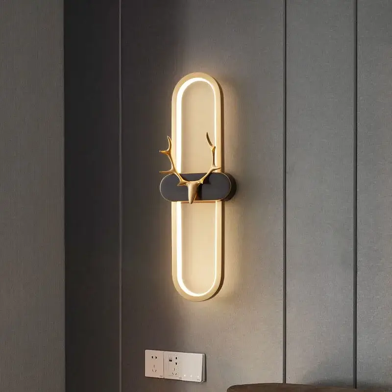 Acheter Direct Nordic deer head copper dimmable wall light