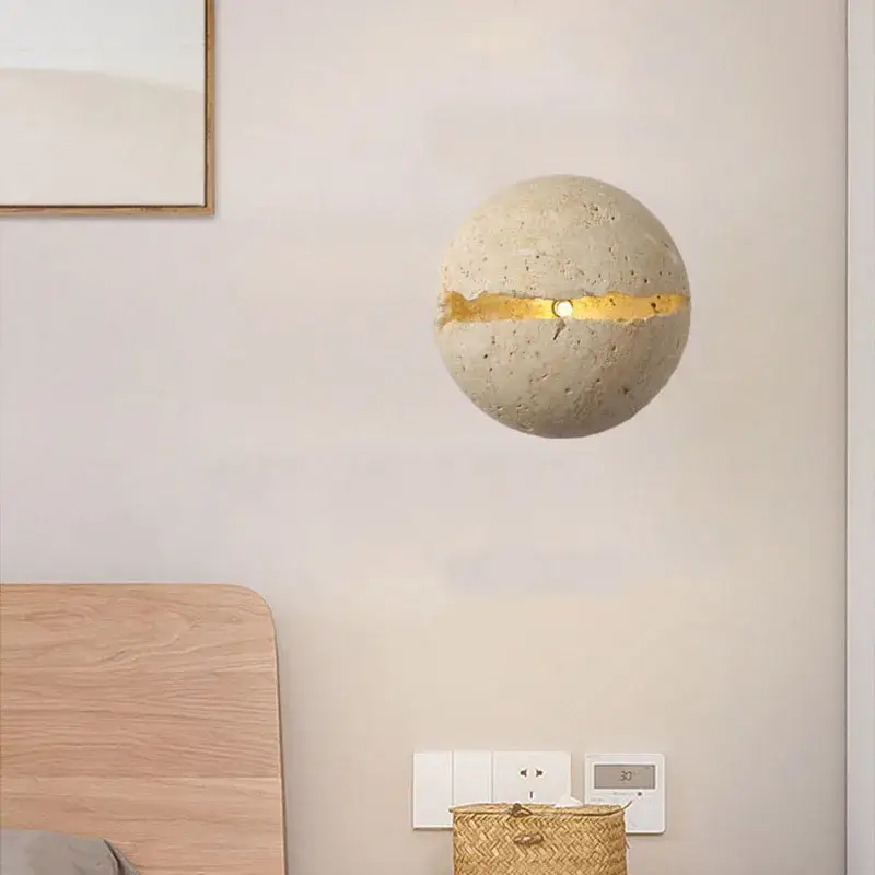 Round stone wall light for hotel office shop staircase foyer Produit De Marque