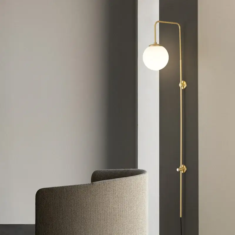 Must-Have Minimalist brass wall light with white glass