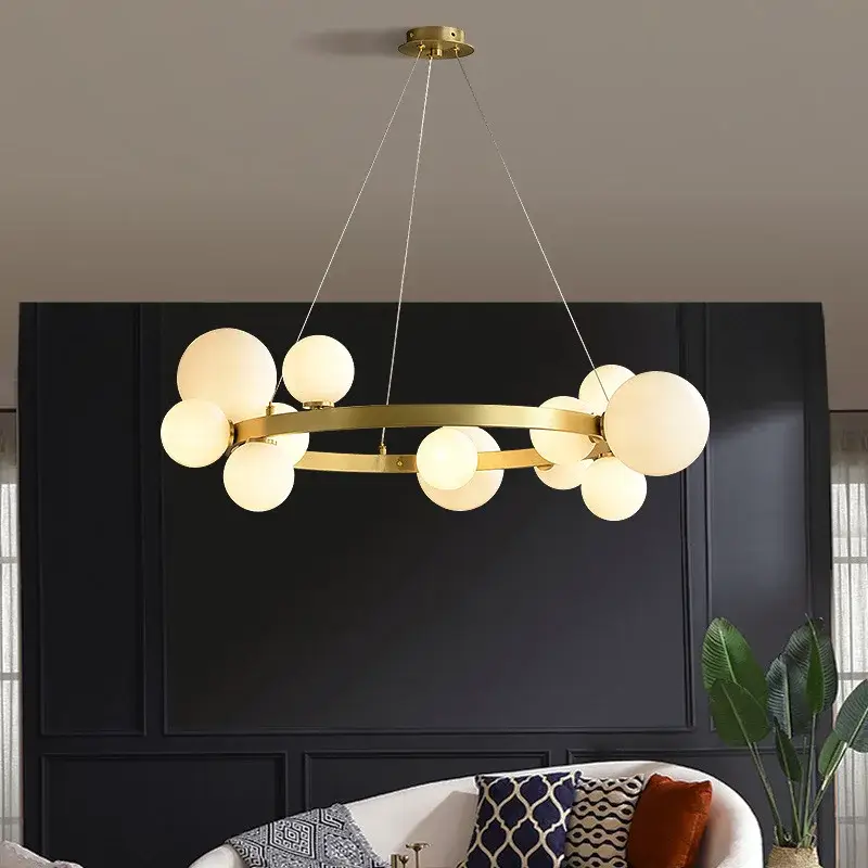 Acheter En Ligne Glass chandelier with adjustable cord and bulb included