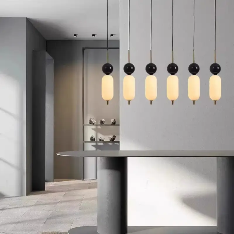 Natural marble ball led chandelier with adjustable wire Meilleur Prix