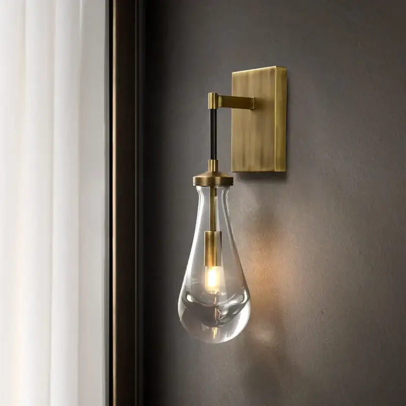 Minimalist luxury glass and copper led wall light 2023 Offre Spéciale