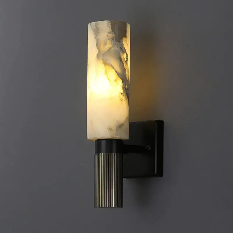 Luxury natural stone alabaster copper and marble wall light Super Prix
