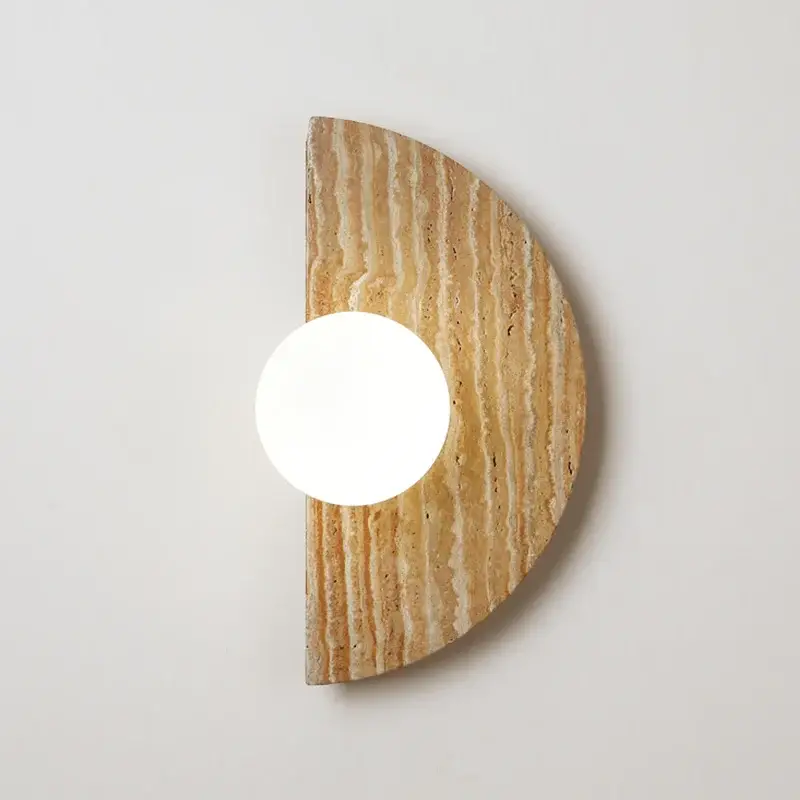 Vintage led semicircle wall light with natural stone Top Vente