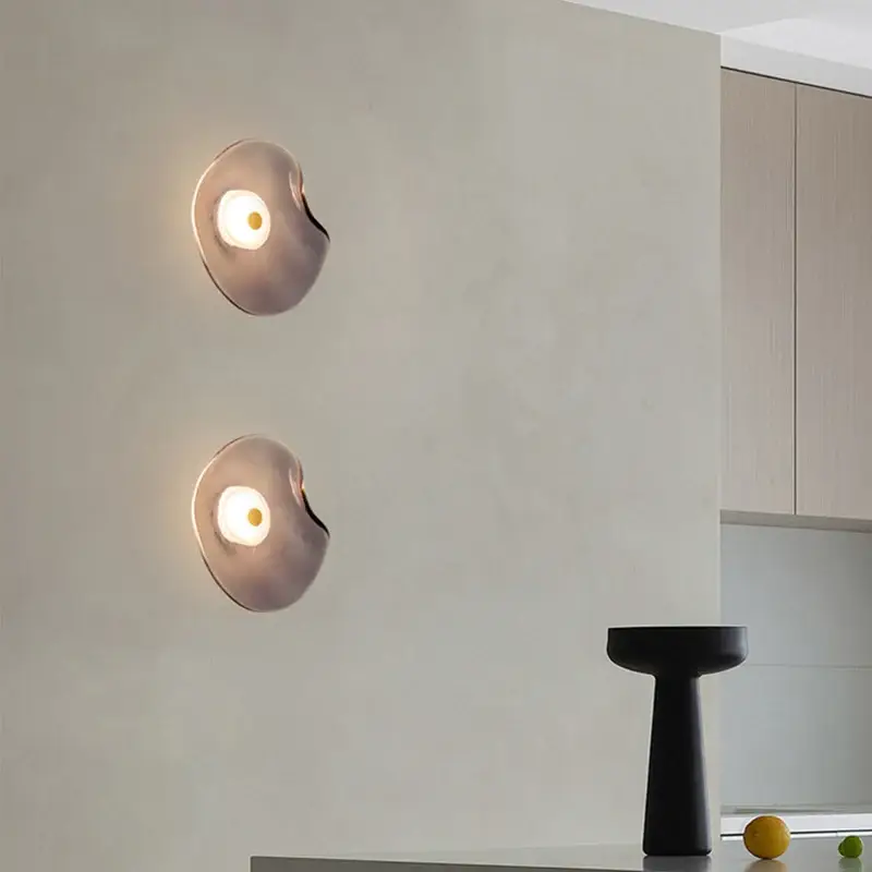 Art deco style grey amber glass led wall light Bon Marché