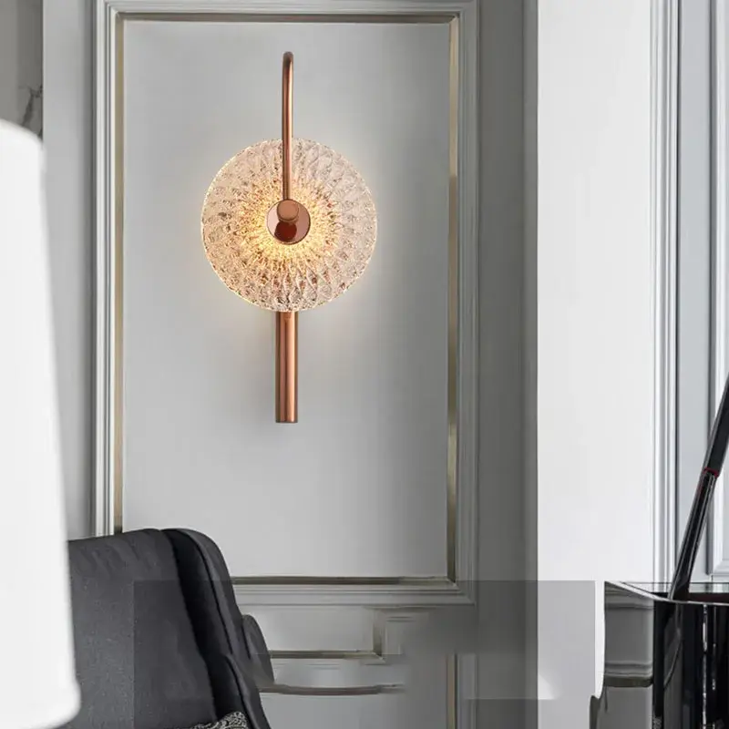 Prix Réduit Round glass led wall light in metal for ambient lighting
