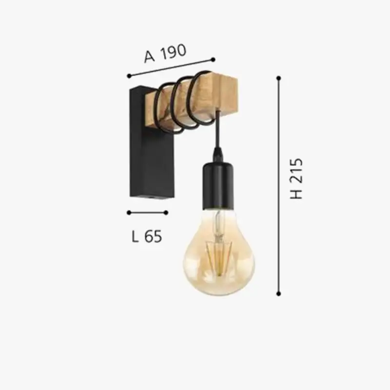 Soldes Modern decorative iron and wood wall light for interiors