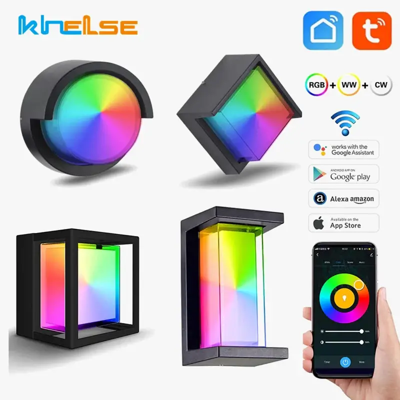 Outdoor led wall light wi-fi waterproof double lampshade aluminium ... Soldes
