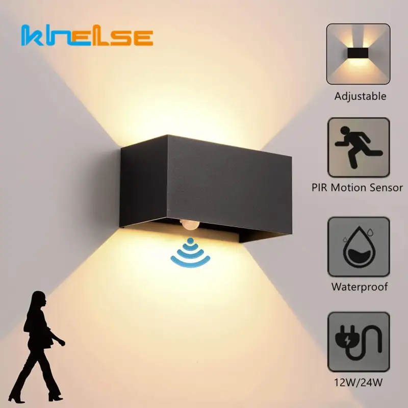 Paiement Sécurisé 12w up and down outdoor led wall lamp pir motion sensor waterproof …