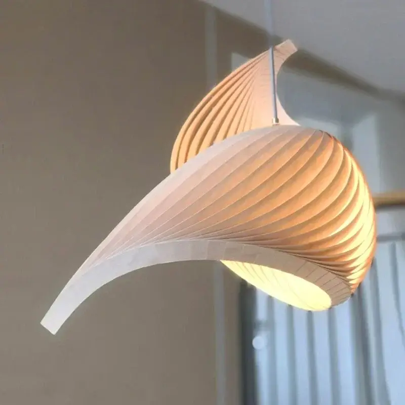 Meilleur Prix Japanese wooden pendant lamp with pleated handmade finish