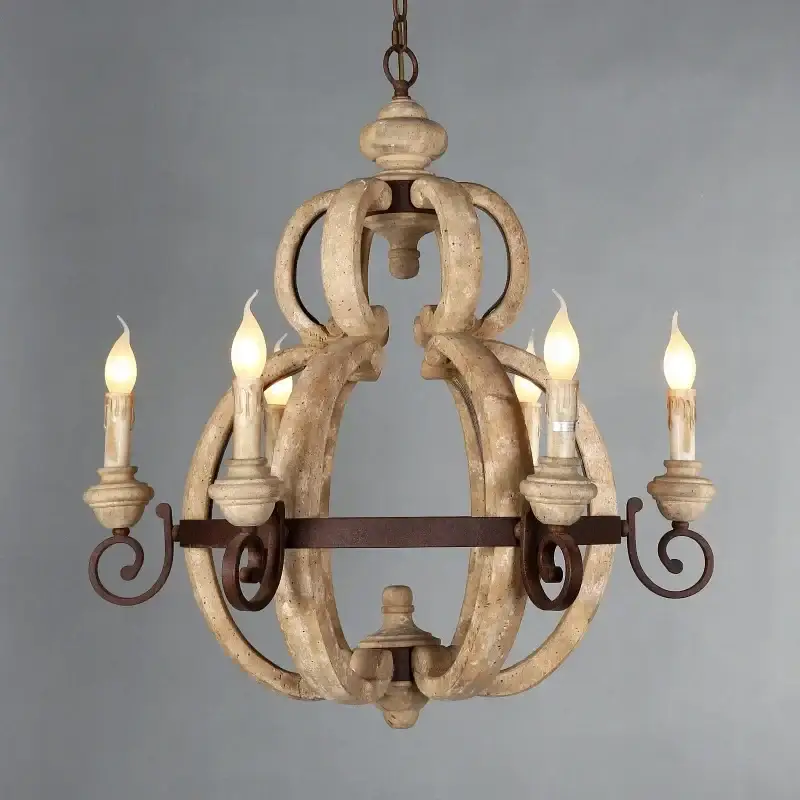 Nouvel Arrivage French solid wood chandelier vintage handcrafted decoration for int...