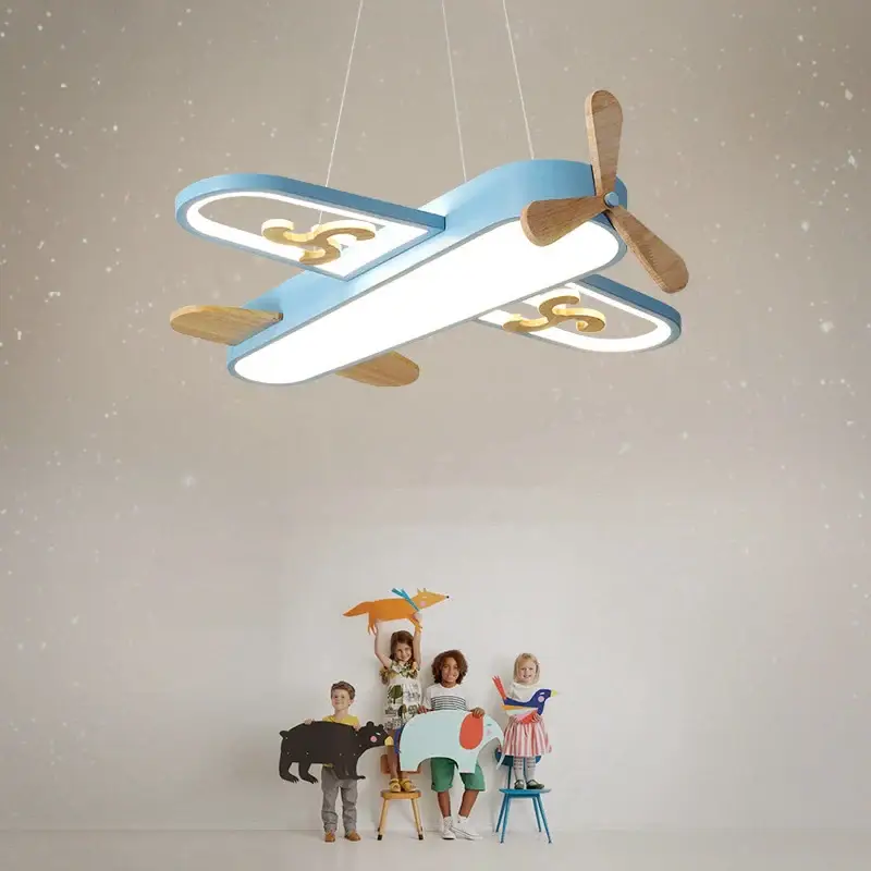 Minimalist wooden airplane ceiling light for children's room Vente Flash