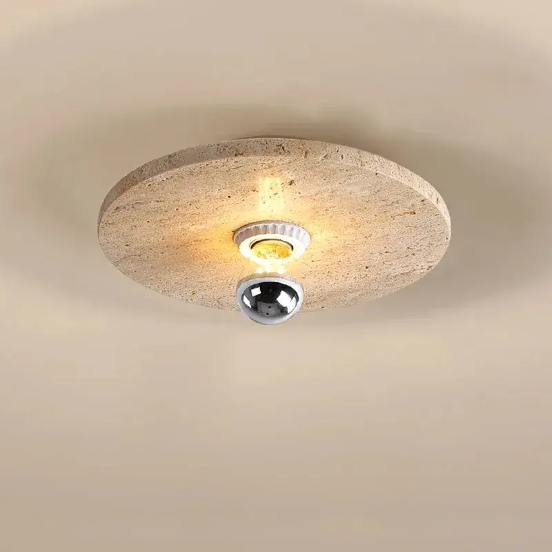 Authentique Decorative round retro natural stone led wall light