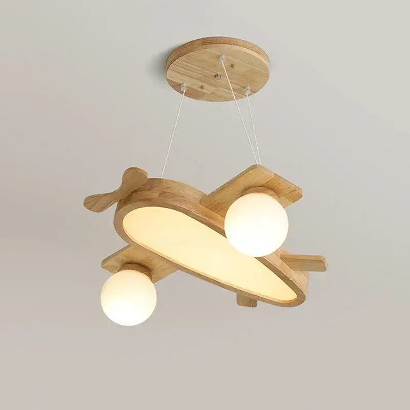 Wooden airplane pendant light for children's room Prix Bas